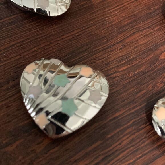 Vintage 80’s Heart and Stars Button Covers Set Of 4 - Picture 4 of 9